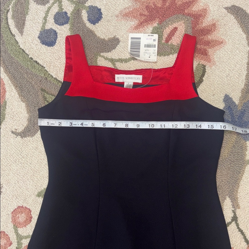 Petite Sophisticate 80s 90s Black and Red sleeveless Mini Dress, 2 - Picture 3 of 12
